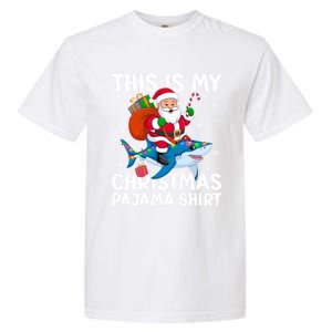 This Is My Christmas Pajama Shark Santa Hat Snowflakes Xmas Cute Gift Garment-Dyed Heavyweight T-Shirt