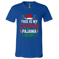 This Is My Christmas Pajama Funny Xmas PJs V-Neck T-Shirt