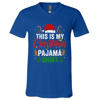 This Is My Christmas Pajama Funny Xmas PJs V-Neck T-Shirt