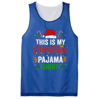 This Is My Christmas Pajama Funny Xmas PJs Mesh Reversible Basketball Jersey Tank