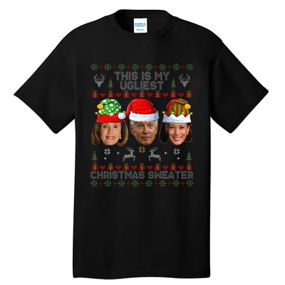 This Is My Ugliest Christmas Sweater Funny Joe Biden Kamala Tall T-Shirt