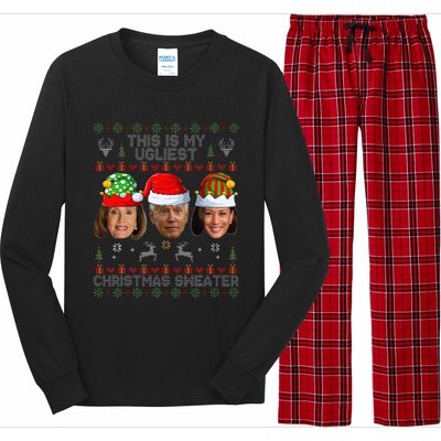 This Is My Ugliest Christmas Sweater Funny Joe Biden Kamala Long Sleeve Pajama Set