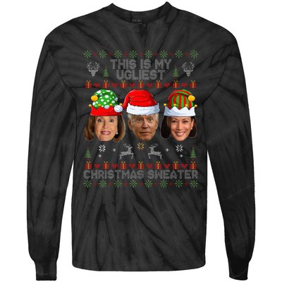 This Is My Ugliest Christmas Sweater Funny Joe Biden Kamala Tie-Dye Long Sleeve Shirt