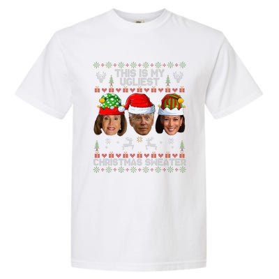 This Is My Ugliest Christmas Sweater Funny Joe Biden Kamala Garment-Dyed Heavyweight T-Shirt