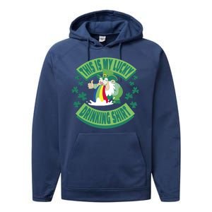 This Is My Lucky Drinking Shirt St Patricks' Day Performance Fleece Hoodie