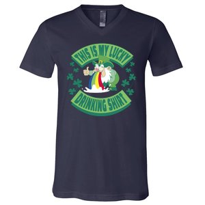 This Is My Lucky Drinking Shirt St Patricks' Day V-Neck T-Shirt