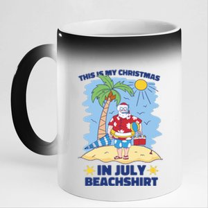 This Is My Christmas In July Beachshirt Santa 11oz Black Color Changing Mug