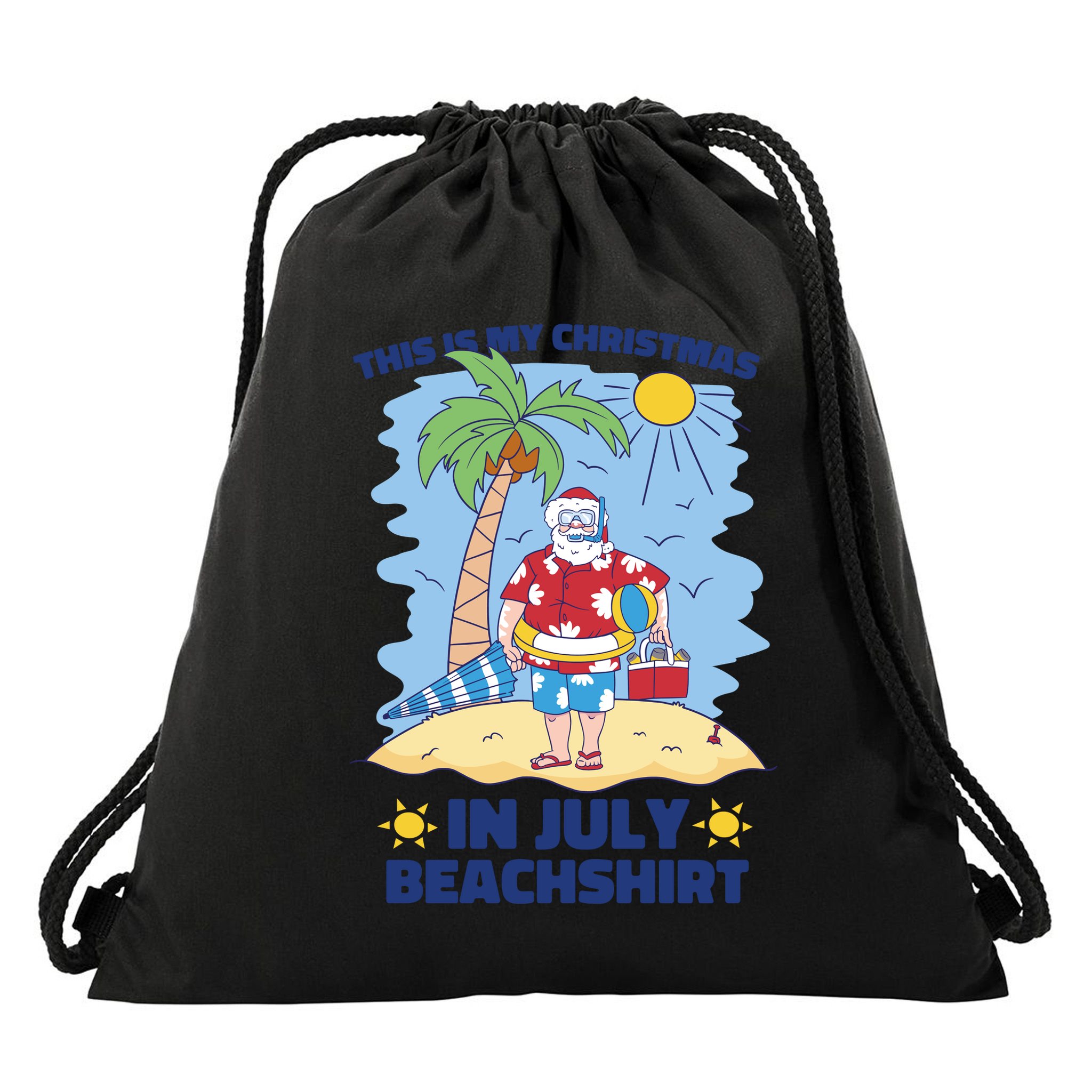 This Is My Christmas In July Beachshirt Santa Drawstring Bag