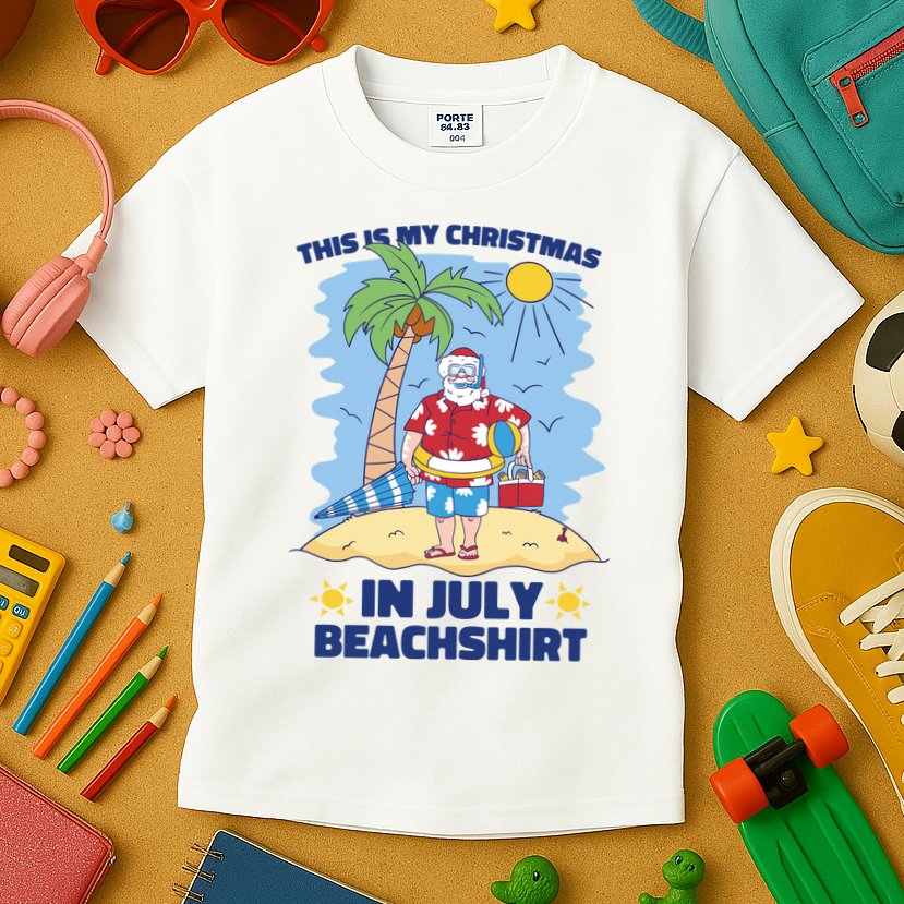 This Is My Christmas In July Beachshirt Santa Kids T-Shirt