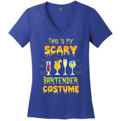 This Is My Scary Bartender Costume Halloween Bartender Cool Gift Women's V-Neck T-Shirt