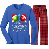 This Is My ItS Too Hot For Ugly Christmas Sweaters Pajamas Women's Long Sleeve Flannel Pajama Set 