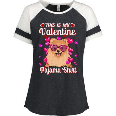 This Is My Valentine Pajama Gift Pomeranian Lovers Gift Enza Ladies Jersey Colorblock Tee