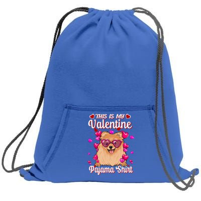 This Is My Valentine Pajama Gift Pomeranian Lovers Gift Sweatshirt Cinch Pack Bag