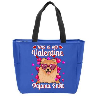 This Is My Valentine Pajama Gift Pomeranian Lovers Gift Zip Tote Bag