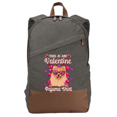 This Is My Valentine Pajama Gift Pomeranian Lovers Gift Cotton Canvas Backpack