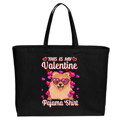 This Is My Valentine Pajama Gift Pomeranian Lovers Gift Cotton Canvas Jumbo Tote