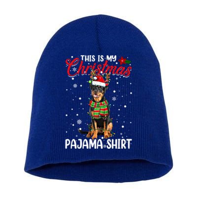 This Is My Christmas Pajama Cute Rottweiler Dog Santa Xmas Funny Gift Short Acrylic Beanie