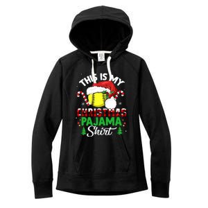 This Is My Christmas Pajama Cool Gift Softball Santa Great Gift Women's Fleece Hoodie