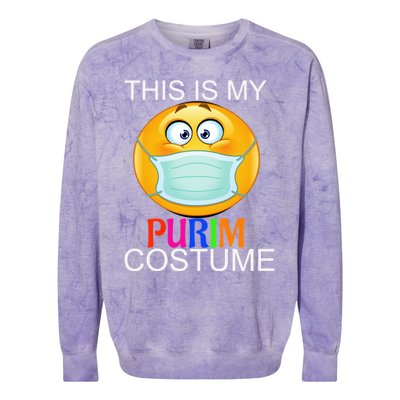 This Is My Purim Costume Funny Jewish Face Mask Gift Colorblast Crewneck Sweatshirt