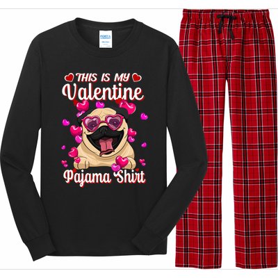 This Is My Valentine Pajama Gift Pug Lovers Gift Long Sleeve Pajama Set