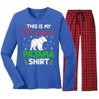 This Is My Polar Bear Christmas Pajamas Polar Bear Xmas Gift Women's Long Sleeve Flannel Pajama Set 