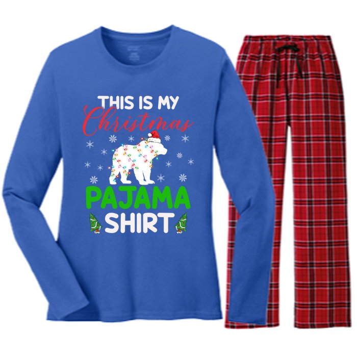 This Is My Polar Bear Christmas Pajamas Polar Bear Xmas Gift Women's Long Sleeve Flannel Pajama Set 