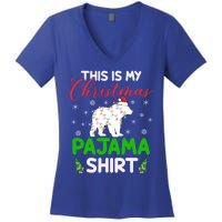 This Is My Polar Bear Christmas Pajamas Polar Bear Xmas Gift Women's V-Neck T-Shirt