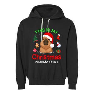 This is my Christmas Pajama Funny Capybara Xmas pjs Garment-Dyed Fleece Hoodie