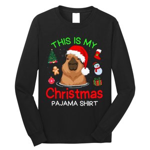 This is my Christmas Pajama Funny Capybara Xmas pjs Long Sleeve Shirt