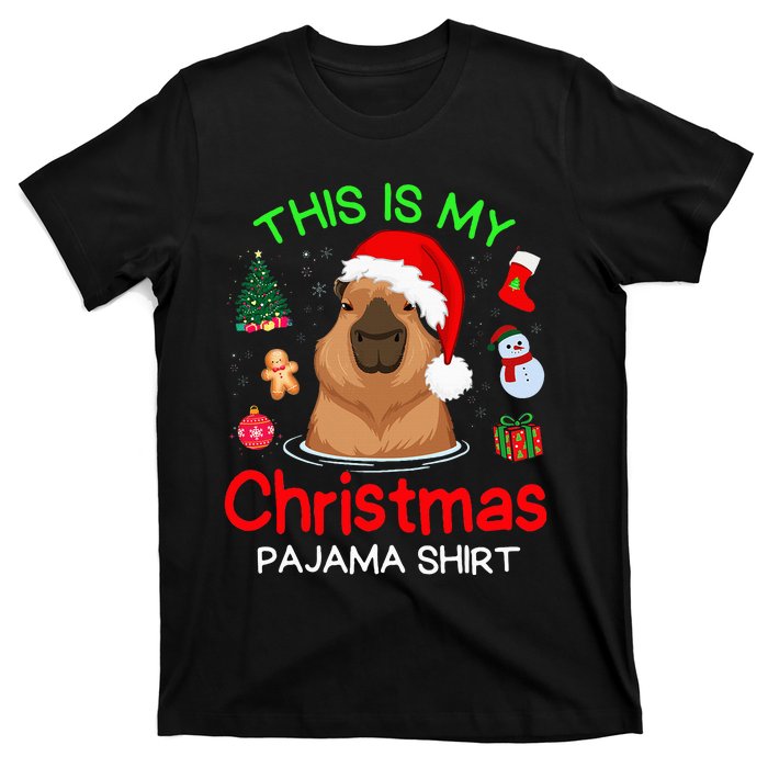 This is my Christmas Pajama Funny Capybara Xmas pjs T-Shirt