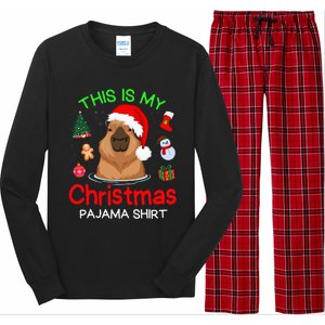 This is my Christmas Pajama Funny Capybara Xmas pjs Long Sleeve Pajama Set