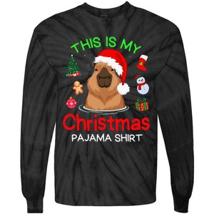 This is my Christmas Pajama Funny Capybara Xmas pjs Tie-Dye Long Sleeve Shirt