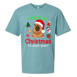 This is my Christmas Pajama Funny Capybara Xmas pjs Sueded Cloud Jersey T-Shirt