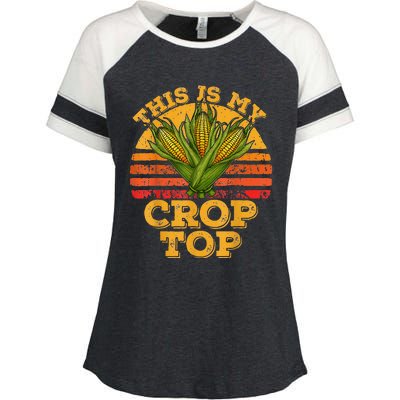 This Is My Crop Top Funny Farmer Farming Corn Lover Retro Enza Ladies Jersey Colorblock Tee