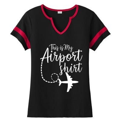 This Is My Airport Airplane Mode Traveling Vacation Gift Ladies Halftime Notch Neck Tee