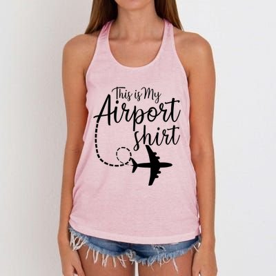 This Is My Airport Airplane Mode Traveling Vacation Gift Women's Knotted Racerback Tank