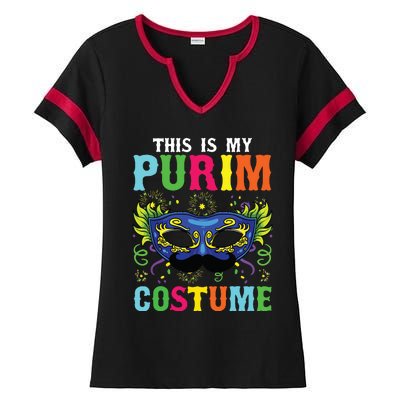 This Is My Purim Costume I Jewish Happy Purim Ladies Halftime Notch Neck Tee