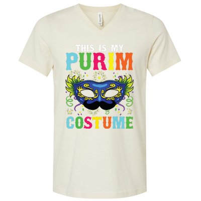 This Is My Purim Costume I Jewish Happy Purim V-Neck T-Shirt