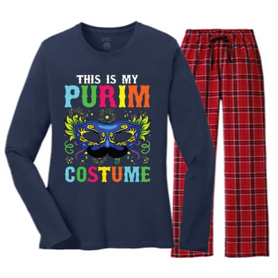 This Is My Purim Costume I Jewish Happy Purim Women's Long Sleeve Flannel Pajama Set 