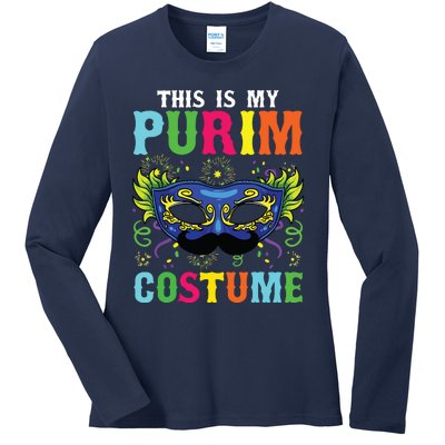 This Is My Purim Costume I Jewish Happy Purim Ladies Long Sleeve Shirt