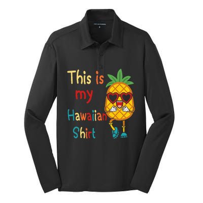 This Is My Hawaiian Tropical Luau Costume Party Hawaii Silk Touch Performance Long Sleeve Polo