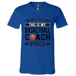 This Is My Basketball Coach Voice Basketball Coaching Gift V-Neck T-Shirt