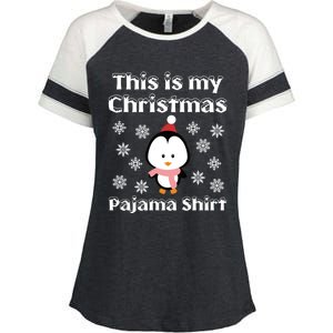 This Is My Christmas Pajama Cute Penguin Enza Ladies Jersey Colorblock Tee