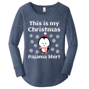 This Is My Christmas Pajama Cute Penguin Women's Perfect Tri Tunic Long Sleeve Shirt