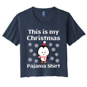 This Is My Christmas Pajama Cute Penguin Women's Crop Top Tee