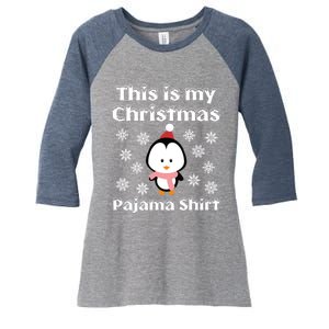 This Is My Christmas Pajama Cute Penguin Women's Tri-Blend 3/4-Sleeve Raglan Shirt