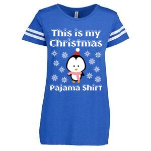 This Is My Christmas Pajama Cute Penguin Enza Ladies Jersey Football T-Shirt