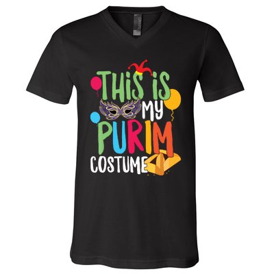 This Is My Purim Costume Jewish Happy Purim Hamantash Gift V-Neck T-Shirt