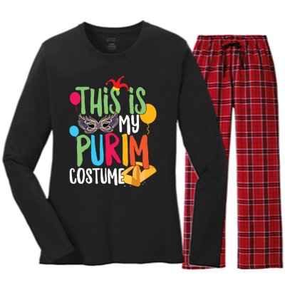 This Is My Purim Costume Jewish Happy Purim Hamantash Gift Women's Long Sleeve Flannel Pajama Set 