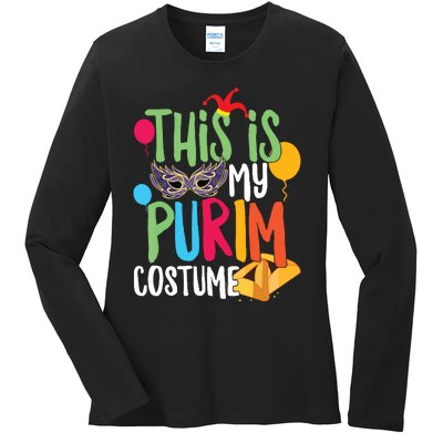 This Is My Purim Costume Jewish Happy Purim Hamantash Gift Ladies Long Sleeve Shirt